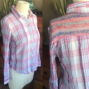 Caribbean Joe Plaid and Knit Button Down Shirt